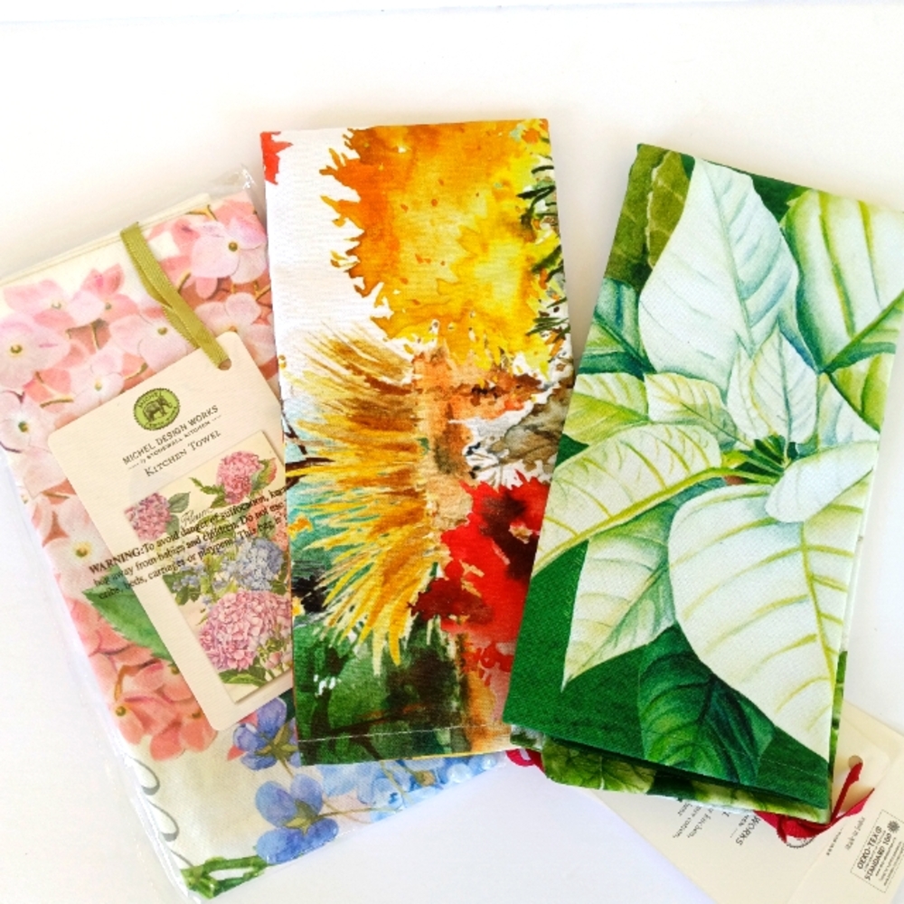 3 NWT Michel Designs Works By Stonewall Kitchen Towels